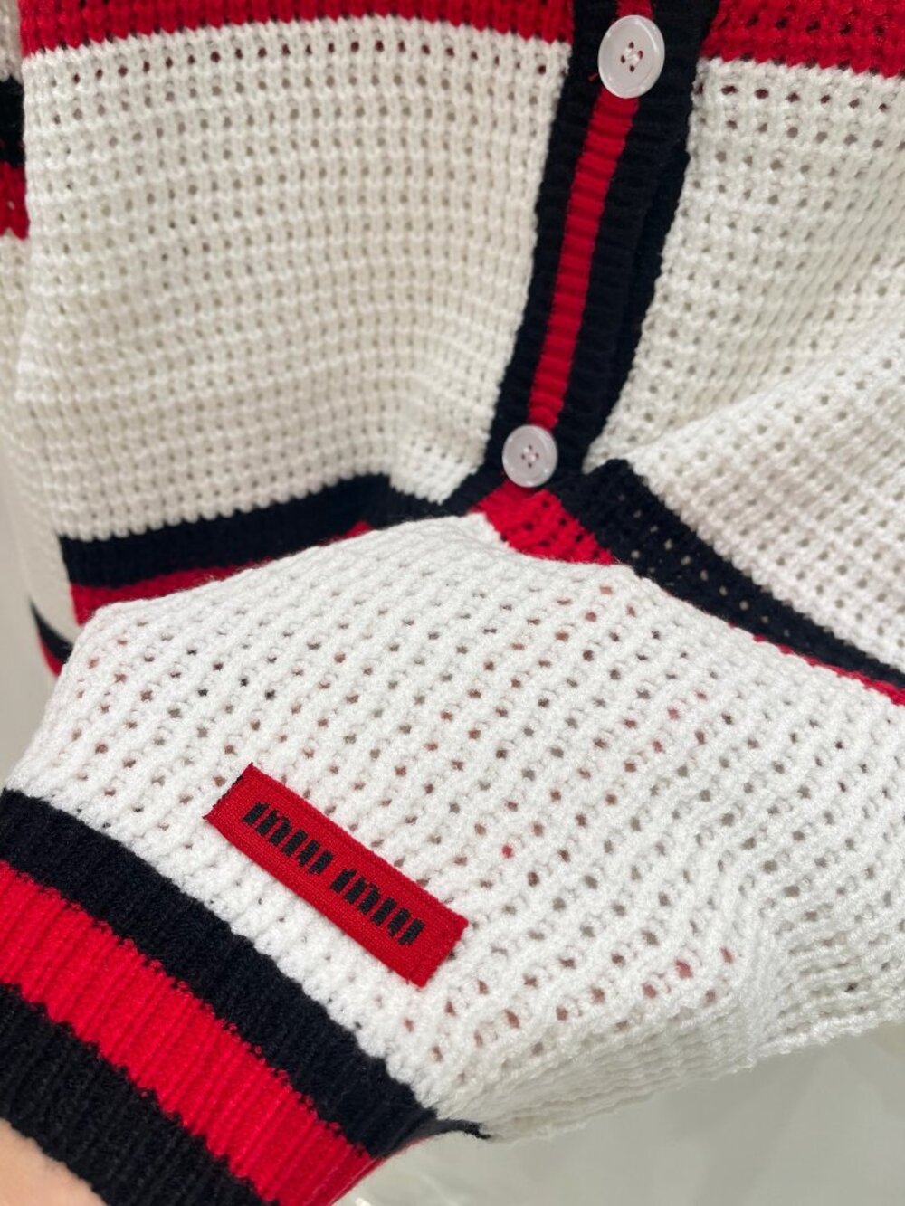 🍦Miu Miu🍦Red Label Striped Collared Knit Cardigan - Picture 6 of 6